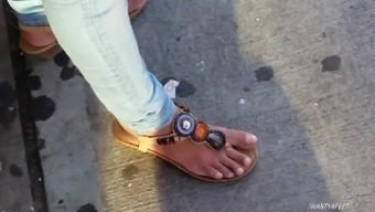 Candid indian girl feet need pedi 3