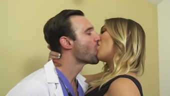 Injured hubby watches his wife fuck the hot doctor