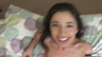 Skinny chick Cameron Canela goes wild on a hard dick and gets doggy fucked
