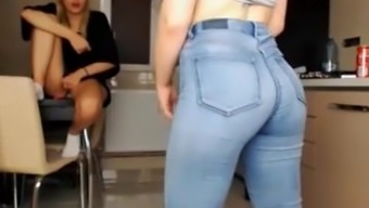 Sweet ass in jeans spank