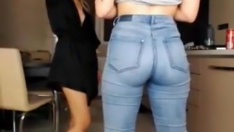 Sweet ass in jeans spank