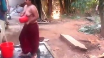 Spycam Catches Village Aunty Bathing Nude Outside - Voyeur 