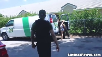 real latina immigrant rides us officers cock
