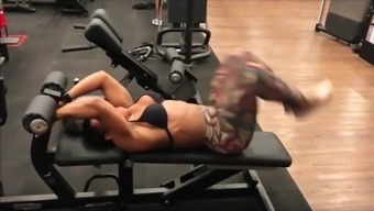 thick muscular legged Brazilian working out