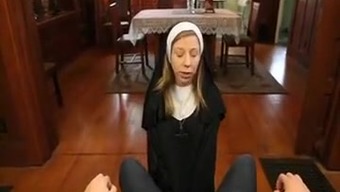 Young nun treats cock