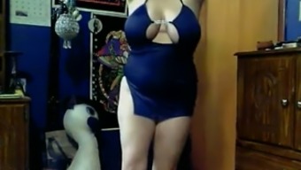 BBW goth MILF from Australia brags off her huge milky tits - webcam