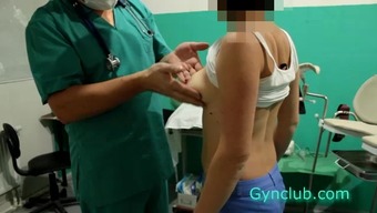 naked girl on reception at the gynecologist (gyno)