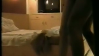 Hidden camera videotapes passionate amateur couple in a hotel room