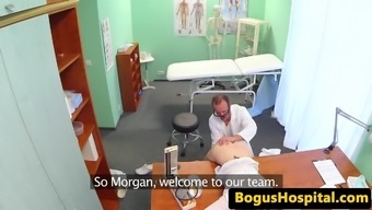 cocksucking euro nurse creampied by the doctor