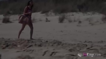 Beach Dogging! Ainara fucks a voyeur and a couple join the fun