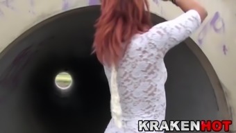 Krakenhot - Redhead milf in an outdoor submission video 