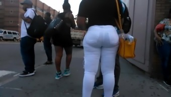 Bubble Booty African Milf in White Jeans