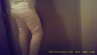Toilet spy 27 - Milf in white trousers