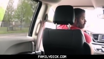 FamilyDick - Muscle bear dad fucks boy in car for smoking