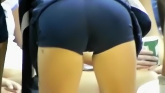 Gorgeous volleyball players show off their round butts