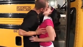 Petite brunette schoolgirl gets fucked by the bus driver