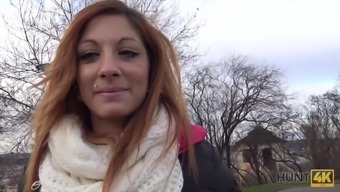 Red-haired love likes sexual intercourse for cash when in front of her guy