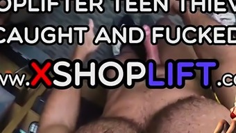 Skinny shoplifting teens punish fucked by a mall cop