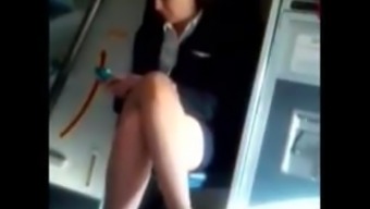 Air Stewardess Upskirt Pink Panties and Tights