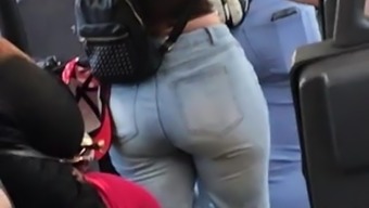 Candid ass in jeans on bus