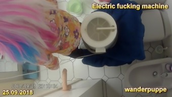 Electric fucking machine - spin dryer with silicone dildo 