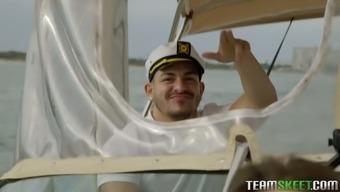 Brutal sex hungry captain enjoyed awesome 69 pose sex with spoiled yummy bitch Kelsi Monroe on the boat