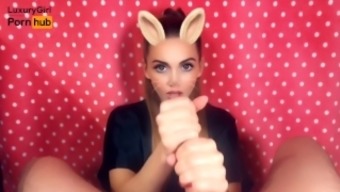 Snapchat POV Oil Jerk OFF  Swallow Cum  Sexy Bunny