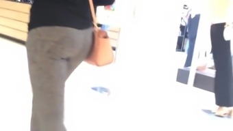 College Teen Tight Jiggly Ass in Grey Spandex