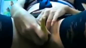 Russian girl masturbating at work on webcam