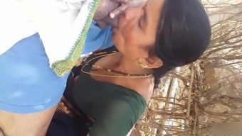 Aunty Sucking Outdoor & getting boobs pressed