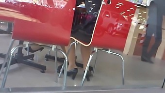 Candid Asian Nylon Feet Shoeplay in CAfe