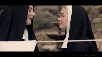 Horny nun Nina Hartley is eager to eat juicy wet pussy sensually