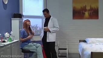 Perverse Doctor fucks his dirty little Nurse co-ed Marie Mcray and cums on her Pussy