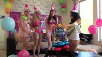Julia Ann is ready for a lesbian group for friend's birthday party