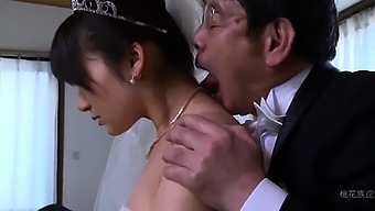 Japanese wife get stripped clothes by her husband's boss
