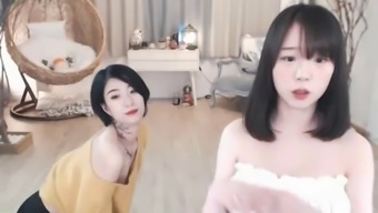 Korean teen lesbians show their big tits