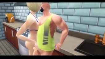 Sims 4 - Busty mom gets creampied in the kitchen