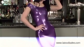 Elise: purple latex dress
