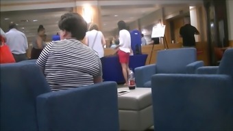 Two leggy Chinese college girls at orientation