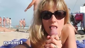 Naomi on a public beach cap d'agde friends blowjob  slut