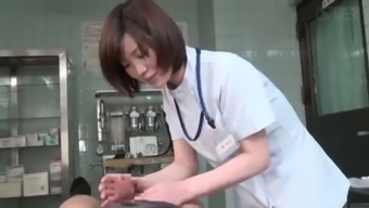 Subtitled CFNM Japanese girl physician gives affected person handjob