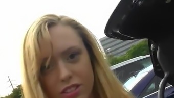 Blonde teen babe Lucy Tyler pounded hardcore in a car