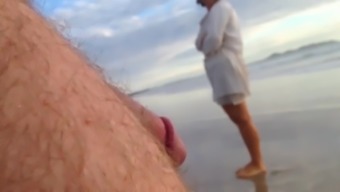 Public erection CFNM beach encounter between lady and male exhibitionist