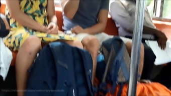 Sexy European Couple in Sri Lankan Train with Legs spread