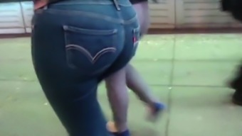 Candid Leather (Fat ass in tight jeans)