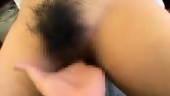 Busty japanese bitch receives her Asian hairy pussy fucked