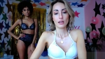 Threesome With Afro And Euro Skinny Teens