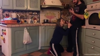 the kitchen floor is the best place for a blowjob and good sex experience
