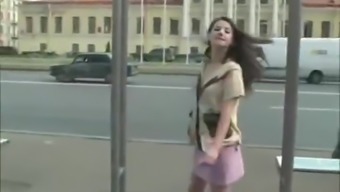 Sexy Secretary Striptease in Bus Stop