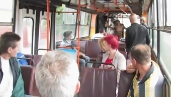 Blonde Euro slut fucked on public bus